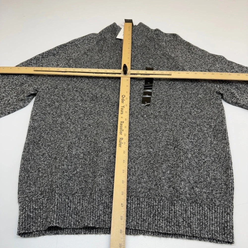 Banana Republic Sweater Mens XL Gray Marled Mock Neck Button Eco Knit